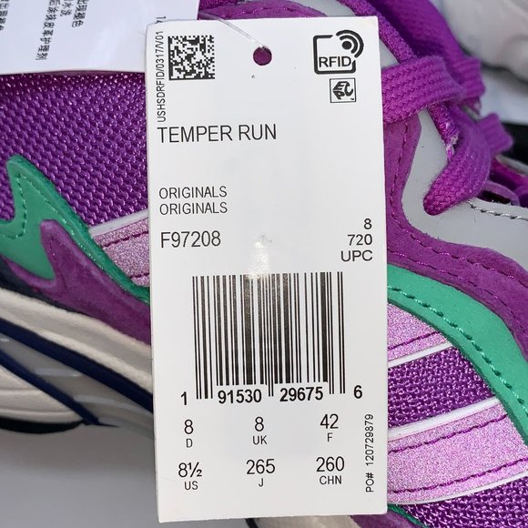 NEW Adidas Temper Run Purple Green